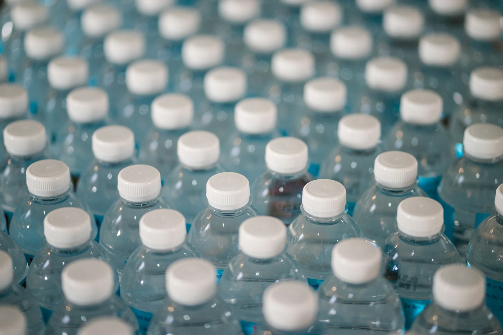 Bouteilles en PET alignées